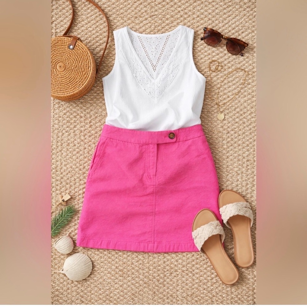 ANTHROPOLOGIE Vanessa Virgina Pink 100 % Cotton Mini Skirt Resort Wear Size 6